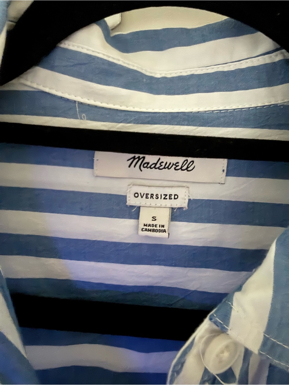 Madewell Oversized Button Down Blue White Striped Shirt | S | EUC - Picture 4 of 4